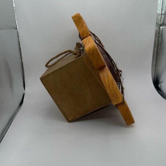 Wooden Sunflower Birdhouse With Twine Painted Hanging DecorativeYellows Browns - Picture 6 of 7